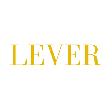 Lever Agency logo: the word LEVER in gold serif capitals on a white background